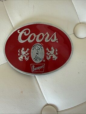 Coors Red Oval Banquet Belt Buckle